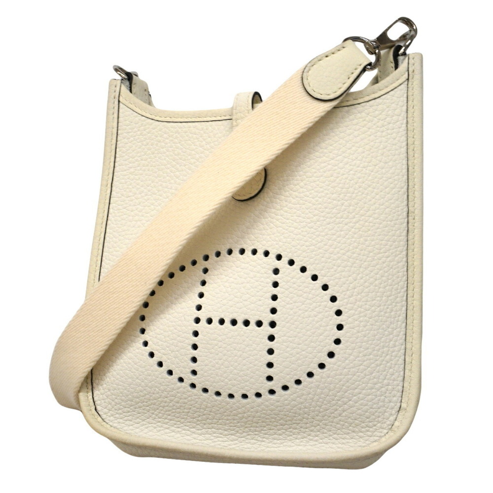 Hermes Evelyne TPM Shoulder Bag, Taurillon Clemence Leather, White, B Stamp, ... - Picture 1 of 9